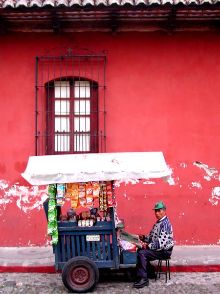 A vendor selling snacks